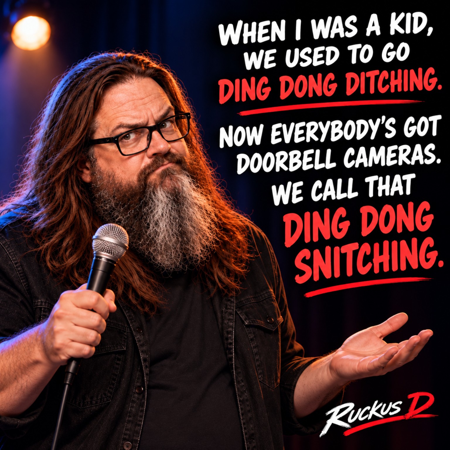 A joke comparing ding dong ditching with doorbell cameras
